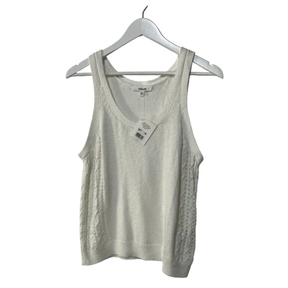 SPLENDID TOP WOMENS SIZE LARGE ALLY SCOOP NECK COTTON SWEATER TANK WHITE NEW - Picture 2 of 12